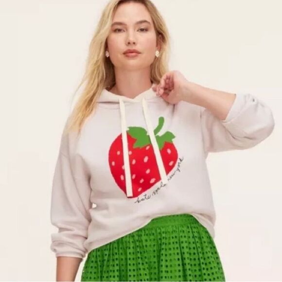 kate spade Sweaters - Kate Spade White Hoodie with Red Strawberry Design